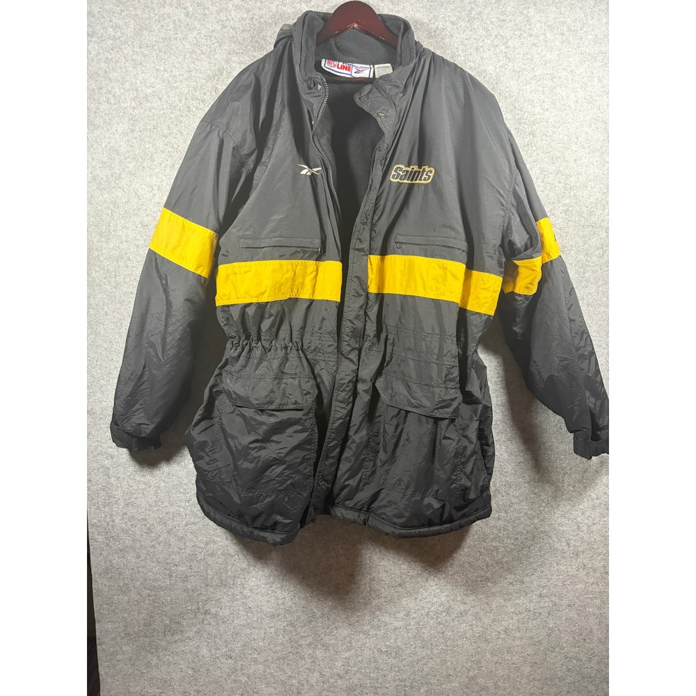 Vintage Reebok NFL Pro Line New Orleans Saints Jacket MensXXL Black Yellow Parka